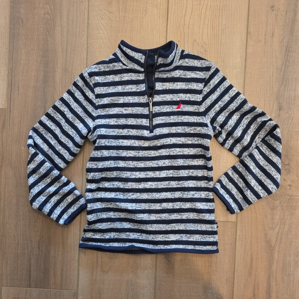 Nautica Boys Navy Striped Shirt Size 5